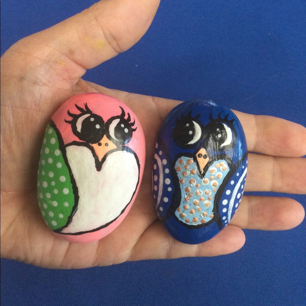 Pair of Hand Painted Rocks
